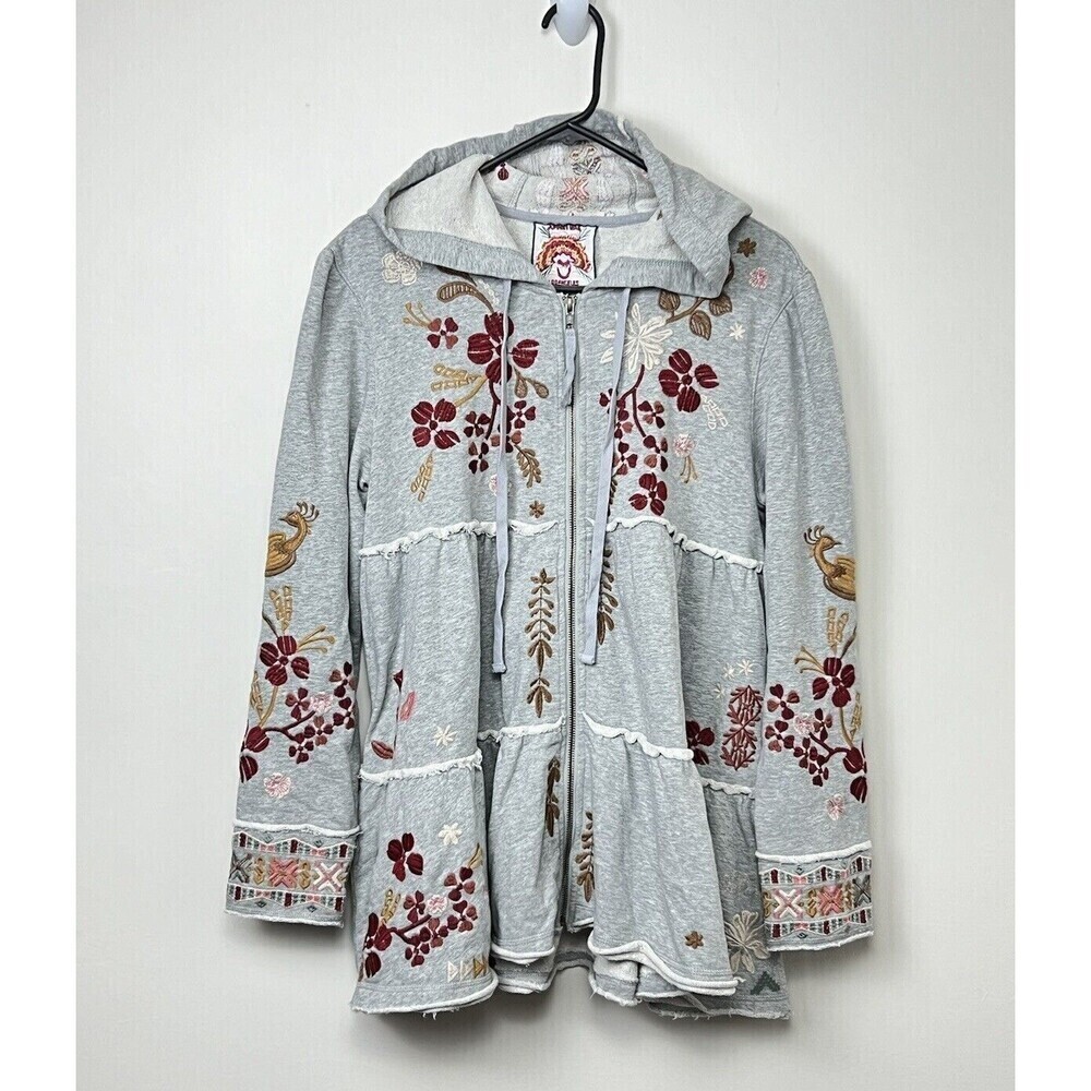 NWT Johnny Was Zuzu R49423-9 Tiered Hoodie Jacket Hooded Coat Size M $270 JWLA